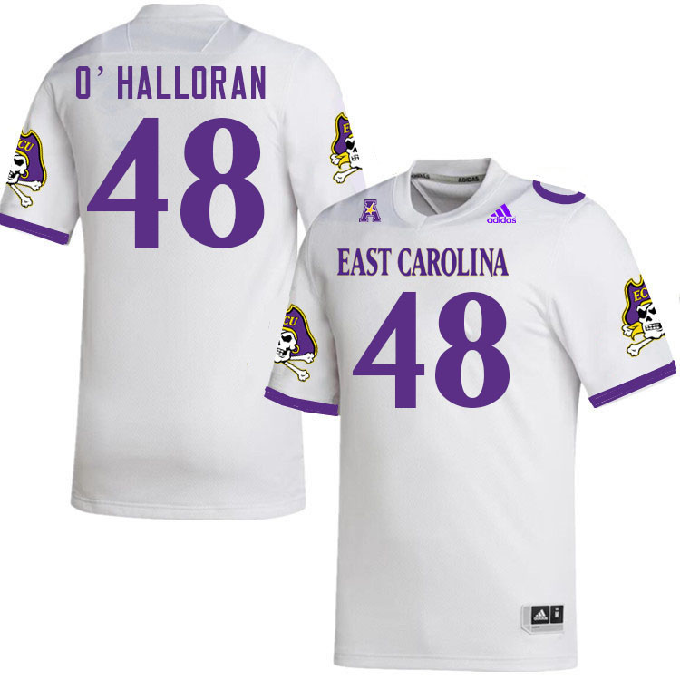 Men #48 Tomas O'Halloran ECU Pirates College Football Jerseys Stitched-White